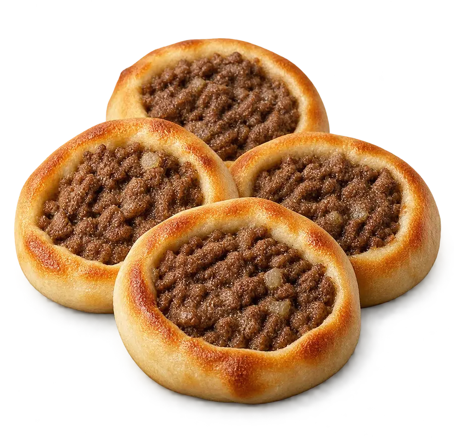 Quatro esfihas abertas de carne